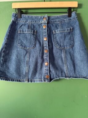Brandy Melville Original Button-Front Denim Mini Skirt Womens 27 Festival Summer